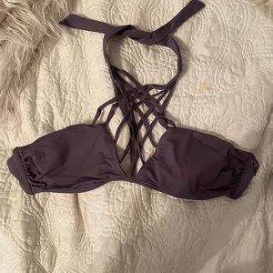 Strappy high neck swim suit top